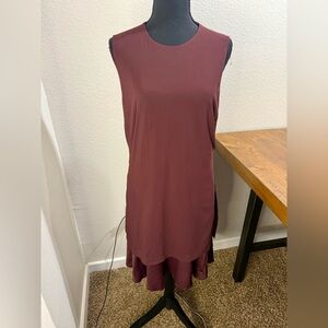 Theory Burgundy Malkan Bergen Flared Hem shift Dress‎